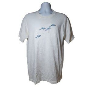 Vintage Maui Hawaii Dolphins Anvil T Shirt Size Large White Tee